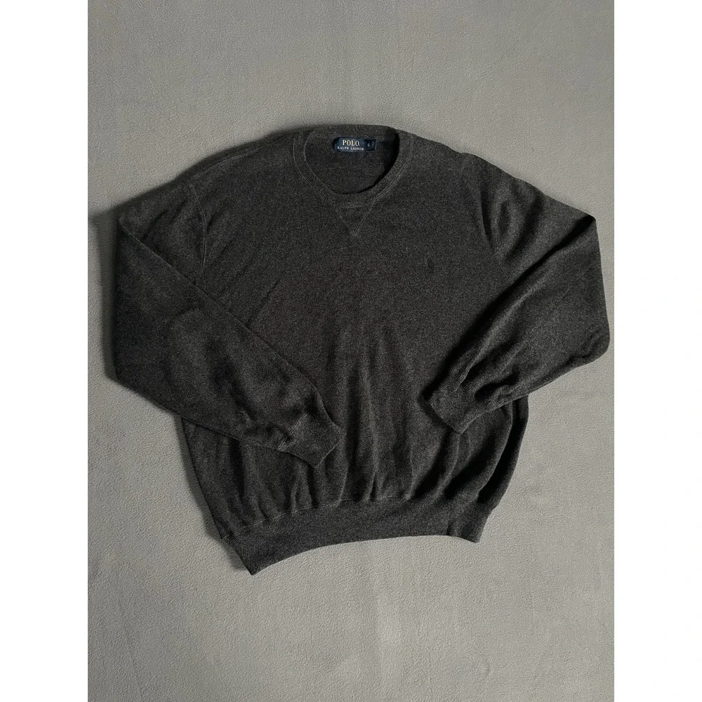 Polo Ralph Lauren Sweater Mens XL Cotton Charcoal Gray Knit Pull Over